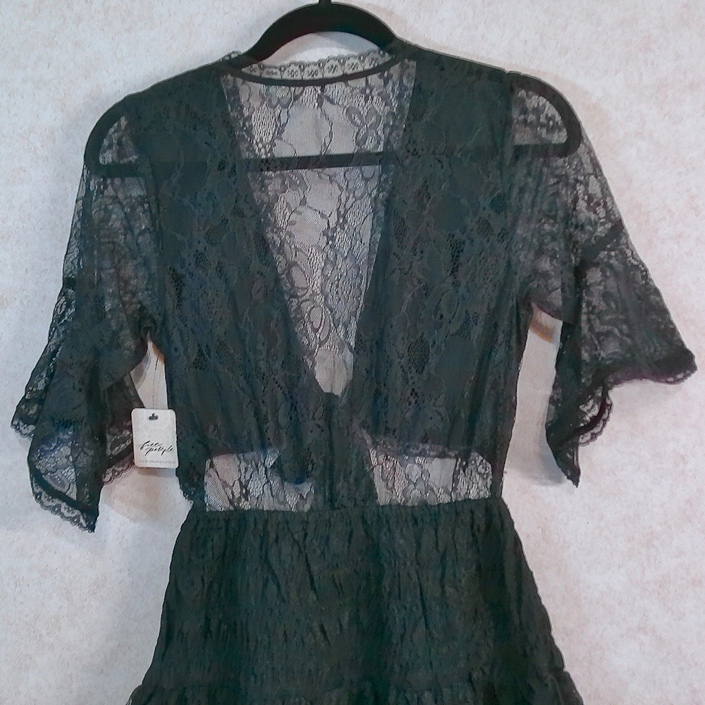 Free People Black Lace Mini Dress - Picture 5 of 13